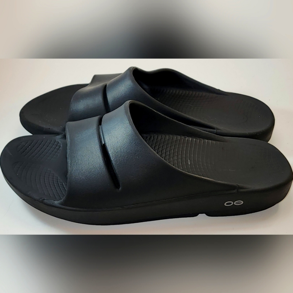 OOFOS Recovery Slide men 8 Womens 11 Sport Flex Black Sandals Slip On Shoes